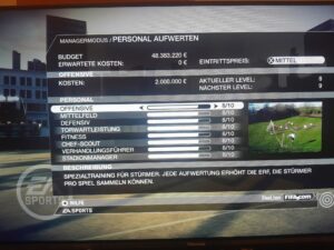 Das Bild zeigt den Fifa 08 Karrieremodus