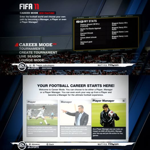 Das Bild zeigt den Fifa 11 Karrieremodus