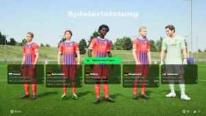 Das Bild zeigt die Jugendakademie 2024 im EA FC 25 Karriremodus mit den Jugendspielern Patrick Müller, Tobias Siegmund und Samuele Conti