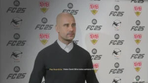 Das Bild zeigt Pep Guardiola im EA FC 26 Karrieremodus
