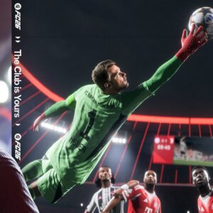 Manuel Beuer hechtet in der Allianz-Arena mit einer Parade im EA FC 26 Karrieremodus