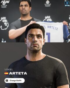 Das Bild zeigt Mikael Arteta als Trainer bei den Tottenham Hotspurs im EA FC 26 Karrieremodus. Danke an RaatjeFC