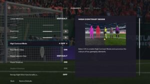 Das Bild zeigt den High Contrast Mode im EA FC 26 Karrieremodus