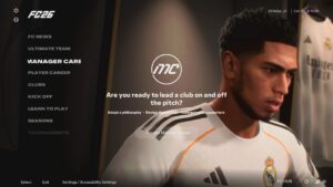 Das Bild zeigt das Startmenü für den EA FC 26 Karrieremodus